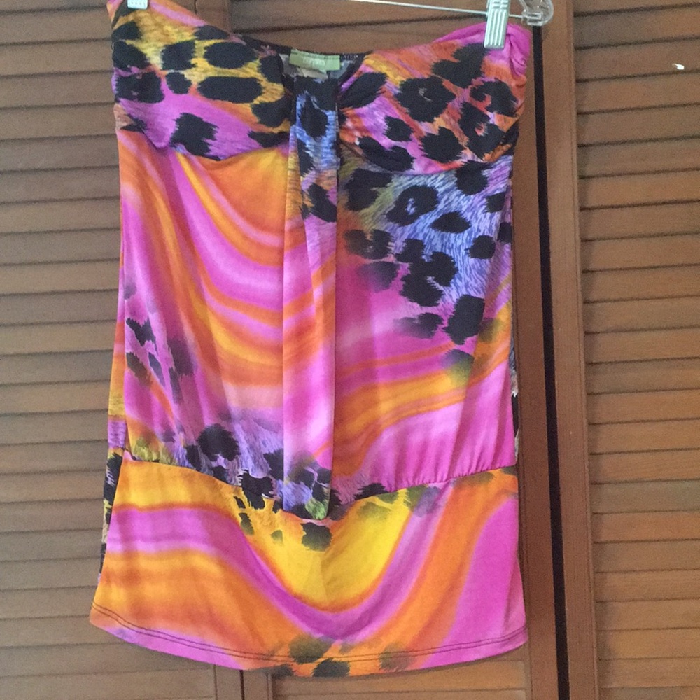 Strapless bright cheetah  print top